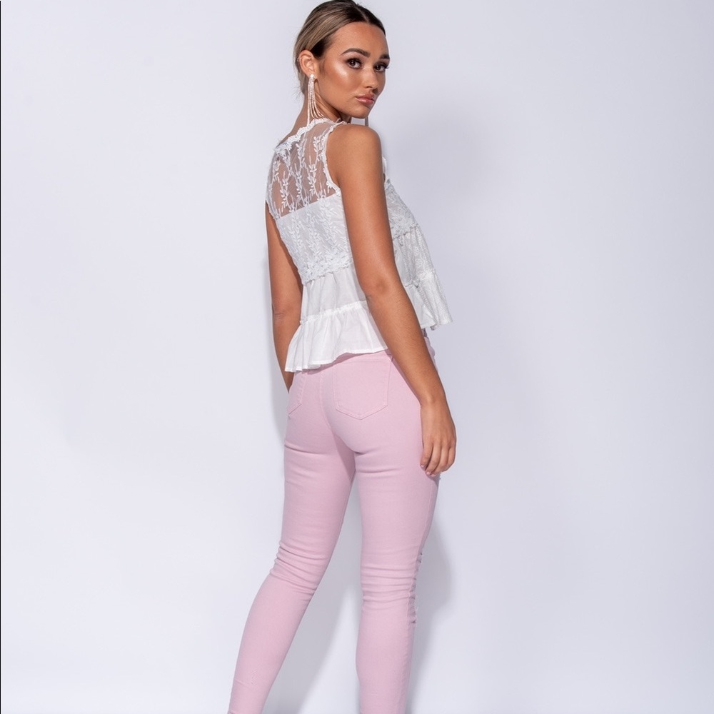 Alexa White Tiered Lace Tank Top - Picture 5 of 8